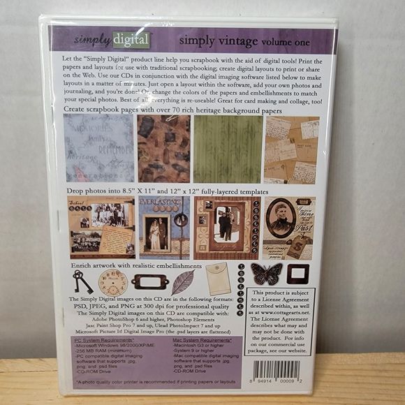 PC Software Simply Vintage Volume One: Digital Scrapbooking Software - SEALED - Picture 4 of 4